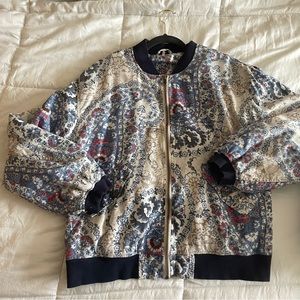 Free People boho navy / paisley bomber jacket
